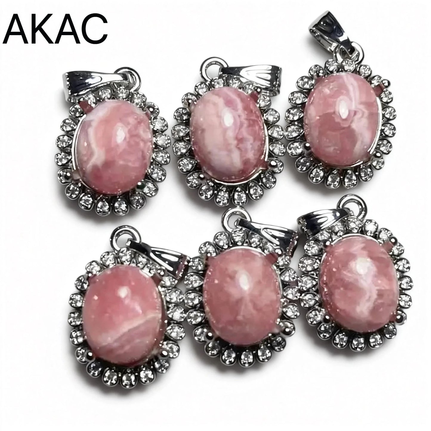 4 Stück Weißkupfer Natürlicher Rhodochrosit-Anhänger Steingröße ca. 8*10mm