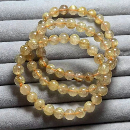 3 браслета (24) 7-7,8 мм натуральные бусины из золотистого рутилового кварца AKAC