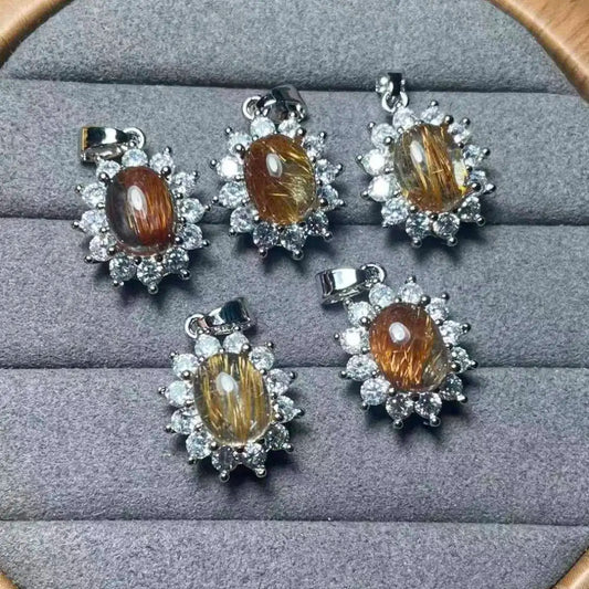 5 Stück AKAC ca. 7x9mm Natürlicher Kupferrutilquarz zum Selbermachen, zufällige Auswahl