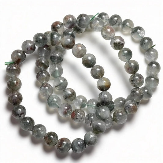 Numéro de liquidation (16) 3 bracelets comme sur la photo, quartz fantôme naturel d'environ 8 mm, vente en gros