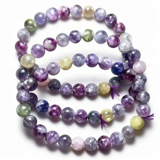 (54) 3Bracelets mix color lepidolite 8mm bracelet beads