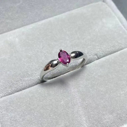 925 sterling silver AKAC  natural purple garnet adjustable ring Approx4*6mm