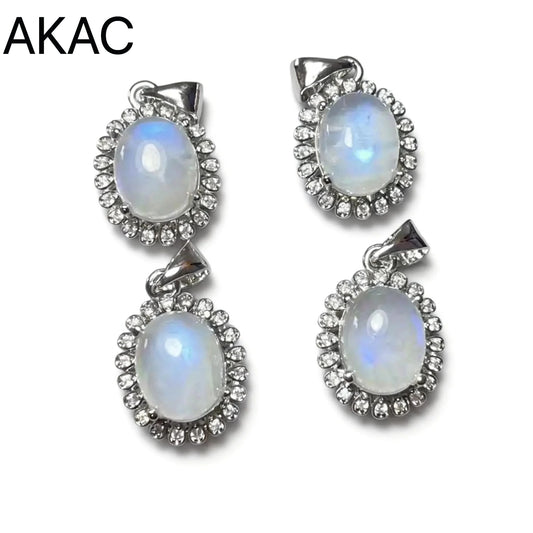 5 Stück AKAC Natur Sri Lanka Mondstein Anhänger Steingröße ca. 8*10mm zufällig ausgewählt