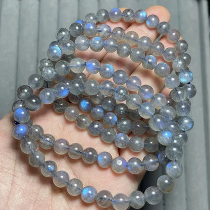 Номер распродажи (35) 5 браслетов примерно 7 мм, голубой блестящий лабрадорит оптом