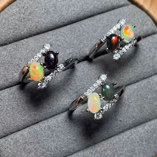 5 Stück AKAC ca. 4x6mm Natur Opal zum Basteln, zufällige Auswahl