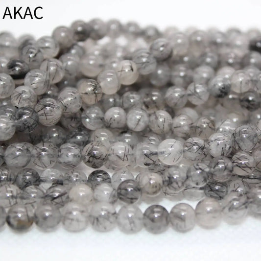 2 Stränge ca. 5-5,5 mm natürliche schwarze Rutilquarz-Perlen zur Schmuckherstellung DIY Design Großhandel