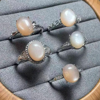 5 Stück AKAC ca. 8x10mm Natürlicher orangefarbener Mondstein zum Basteln, zufällige Auswahl