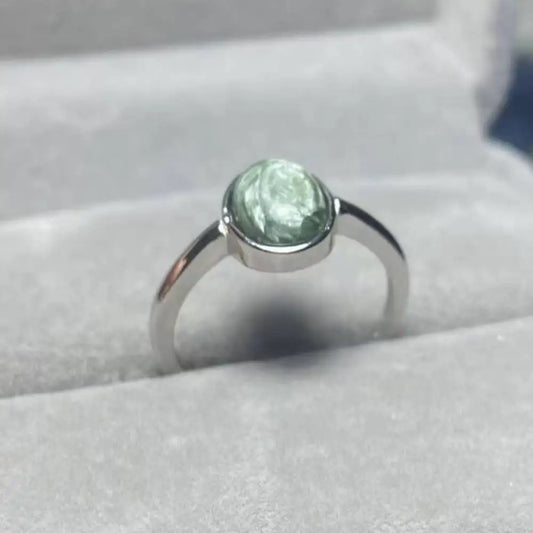 AKAC 925 sterling silver natural seraphinite adjustable ring Approx7-8*9-10mm send randomly wholesale