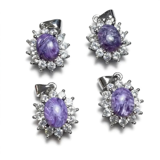 5 Anhänger aus natürlichem Charoit, Steingröße ca. 7*9mm