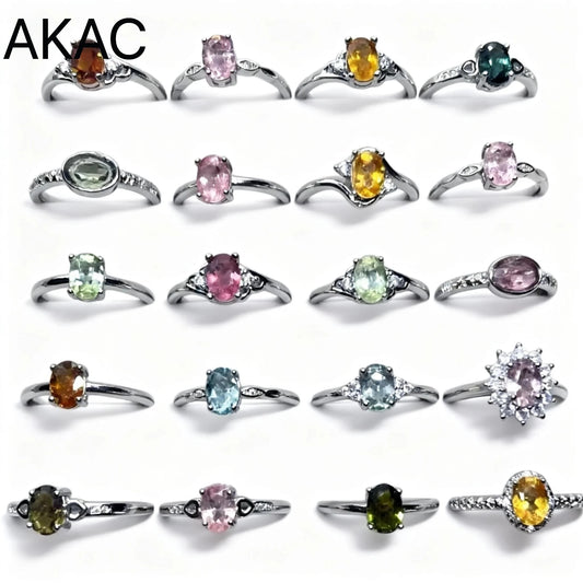 5rings AKAC ca. 5*7mm natürlicher Turmalin verstellbarer Damenring Großhandel, zufällige Auswahl
