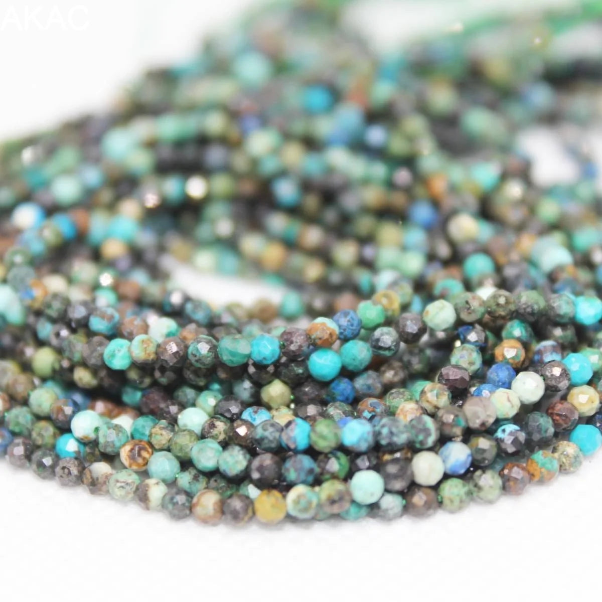 2 brins de perles de rocaille naturelles en lapis-lazuli phénix, facettées, d'environ 2 à 2,5 mm, pour la création de bijoux (vente en gros).