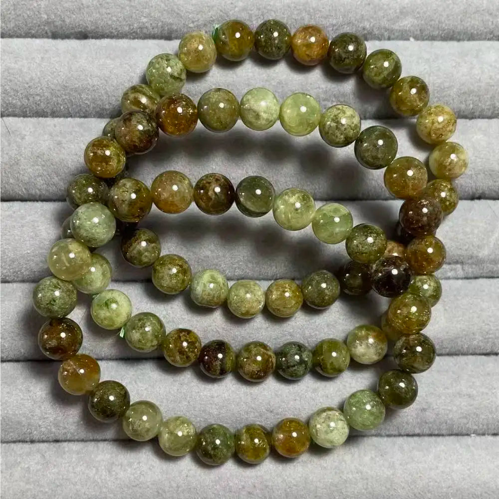 3 браслета AKAC, 100% натуральный зеленый гранат, диаметр около 8 мм, бусины для браслетов своими руками.