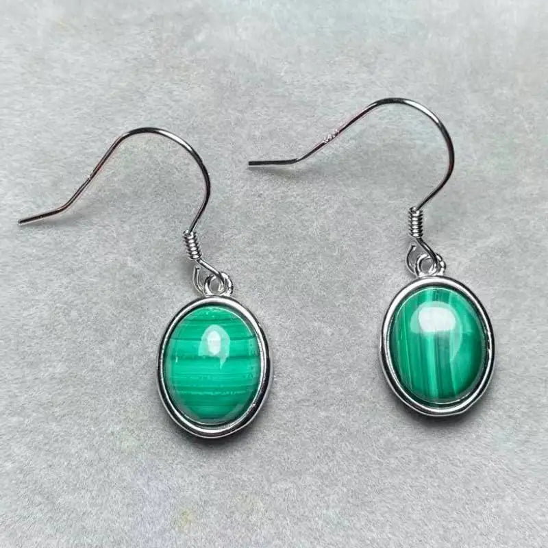 Approx8*10mm 925 sterling silver Natural malachite earrings for women earrings
