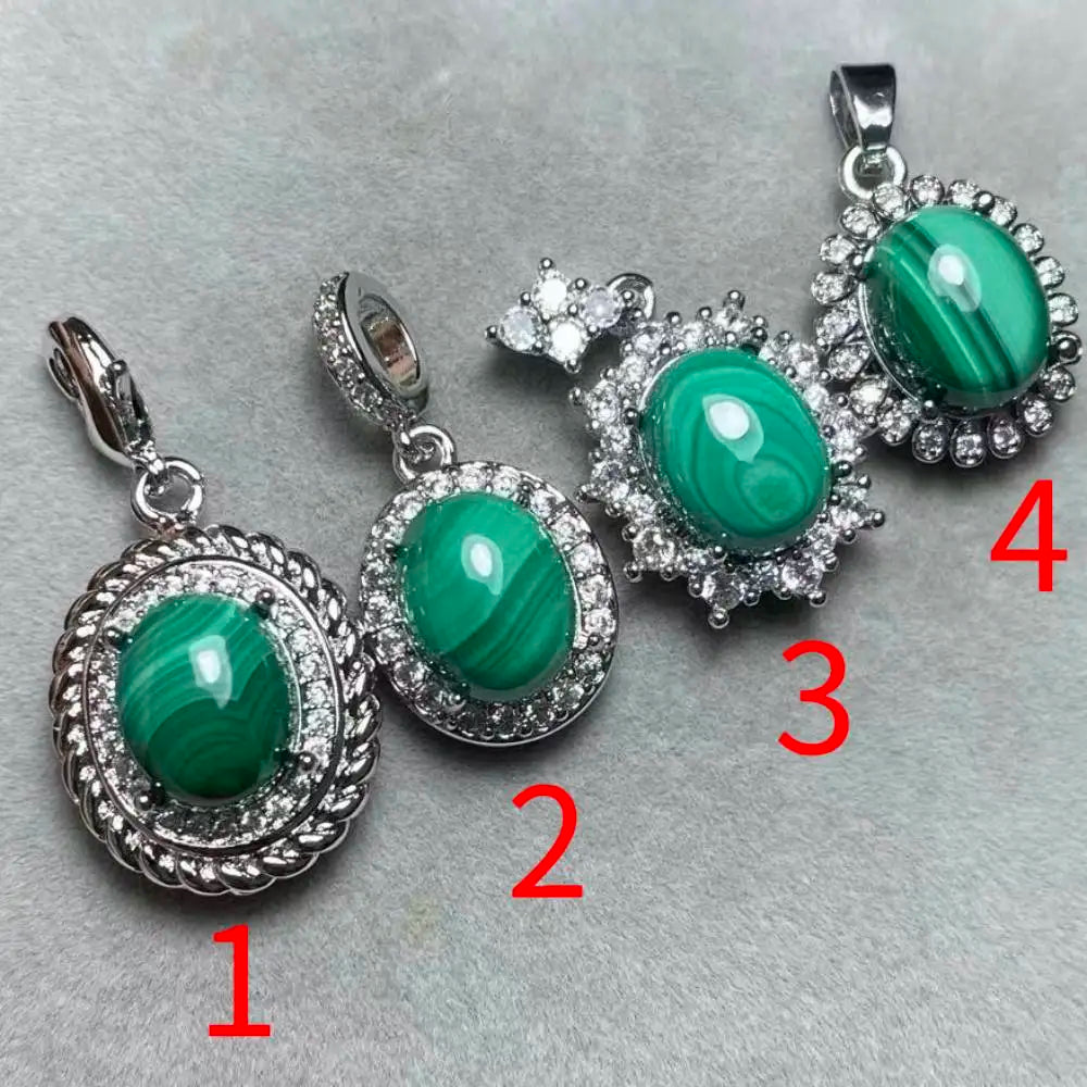5 pendentifs en cuivre blanc et malachite verte naturelle