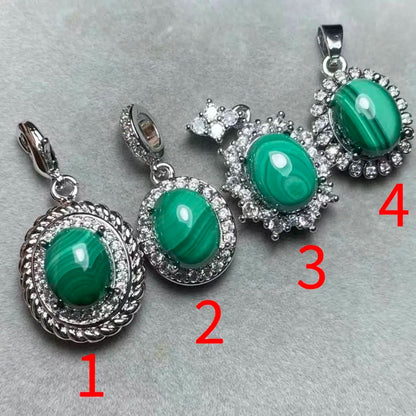 5 pendentifs en cuivre blanc et malachite verte naturelle