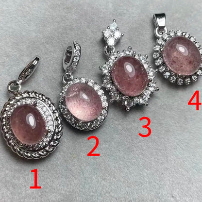 4 Stück AKAC Anhänger aus Natur-Erdbeerquarz, Steingröße ca. 8 x 10 mm, zufällige Auswahl