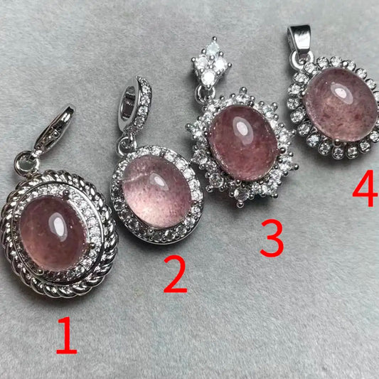 4 Stück AKAC Anhänger aus Natur-Erdbeerquarz, Steingröße ca. 8 x 10 mm, zufällige Auswahl