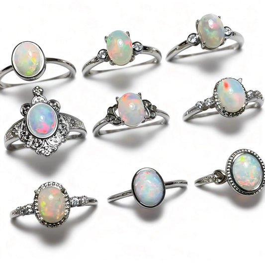 5rings AKAC natürlicher Opalring ca. 6*8mm Naturstein Damenring verstellbarer Ring
