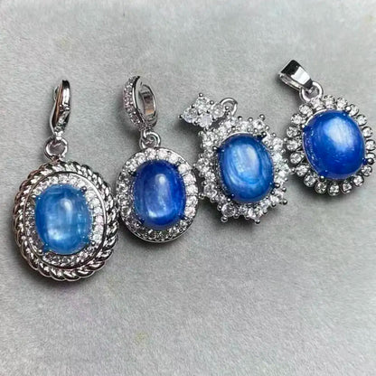 4 Stück AKAC natürlicher Cyanit-Anhänger, Steingröße ca. 8 x 10 mm, zufällig ausgewählt