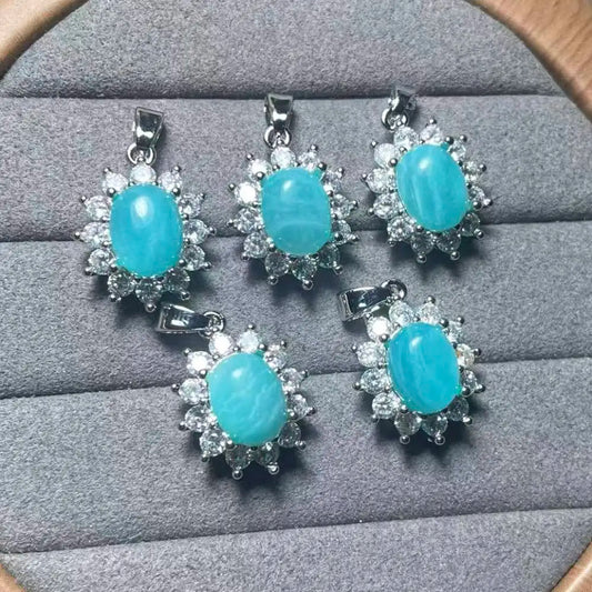 5 Stück AKAC ca. 7x9mm Natürlicher Amazonit für DIY-Herstellung, zufällig ausgewählt