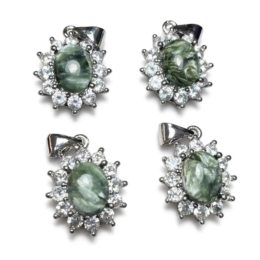 5 Anhänger Natur A+ grüner Seraphinit Anhänger Steingröße ca. 7*9mm