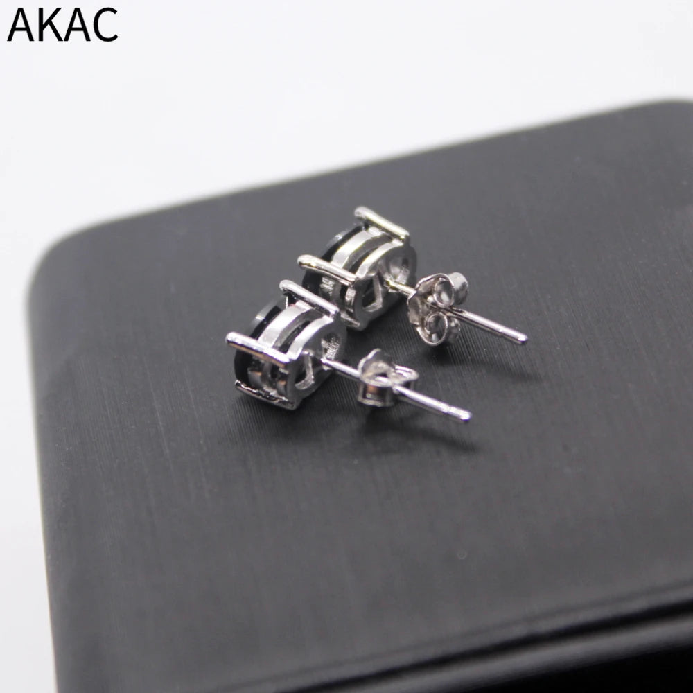 925er Sterlingsilber Ohrstecker mit natürlichem schwarzen Spinell, Steingröße ca. 5*7mm