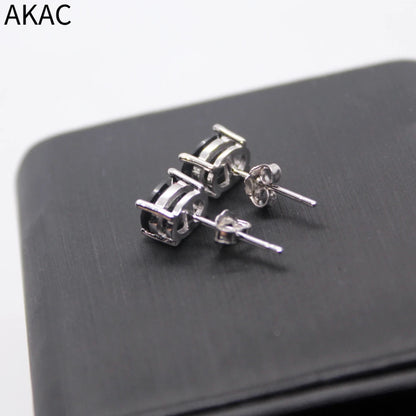 925er Sterlingsilber Ohrstecker mit natürlichem schwarzen Spinell, Steingröße ca. 5*7mm