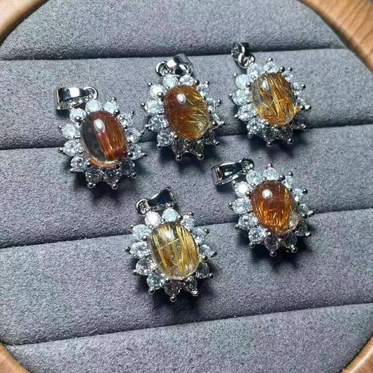 5 Stück AKAC ca. 7x9mm Natürlicher Kupferrutilquarz zum Selbermachen, zufällige Auswahl