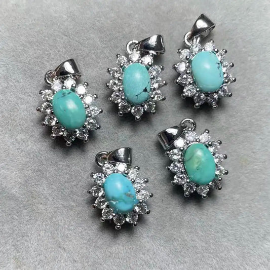 5 Stück AKAC ca. 5x7mm Naturtürkis für DIY-Schmuckherstellung, zufällige Auswahl