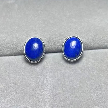 925 스털링 실버 천연 라피스 라줄리 약 7*9mm 여성용 스터드 귀걸이