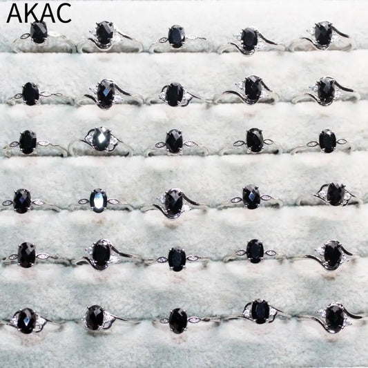 5 Ringe 10 Ringe ca. 5*7mm Großhandel AKAC natürlicher schwarzer Spinell verstellbarer Ring für Damenring