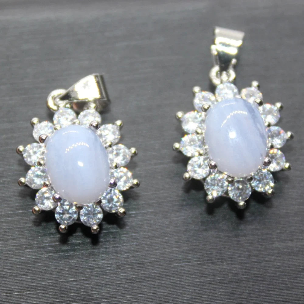 5 штук комбинированных бусин из аквамарина, лепидолита, лабрадорита, родокрозита, голубого кружевного агата и ракушек.