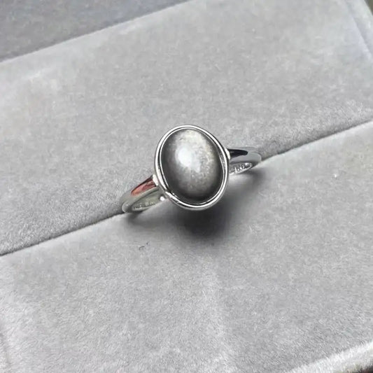 925 sterling  silver AKAC natural silver obsidian  ring stone size approx8*10mm send randomly