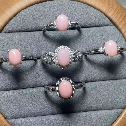 5 Stück AKAC ca. 6x8mm natürlicher rosa Opal zum Basteln, zufällige Auswahl