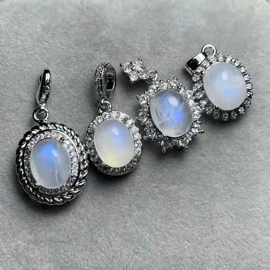 4 Stück AKAC natürlicher Sri Lanka Anhängerstein, Größe ca. 8*10mm, zufällig versandt