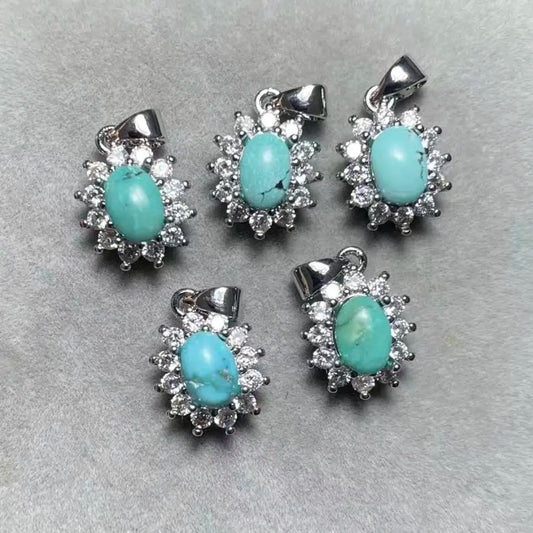 5 Stück AKAC ca. 5x7mm Naturtürkis für DIY-Schmuckherstellung, zufällige Auswahl