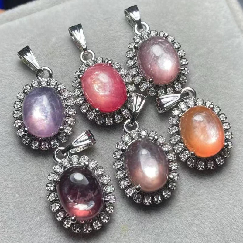 4 Stück AKAC Stein Größe ca. 8*10mm natürlicher Lepidolith Anhänger Weißkupfer Anhänger Charms zufällig verschickt