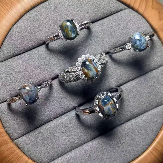 5 Stück AKAC ca. 6x8mm natürlicher Pietersit zum Basteln, zufällige Auswahl