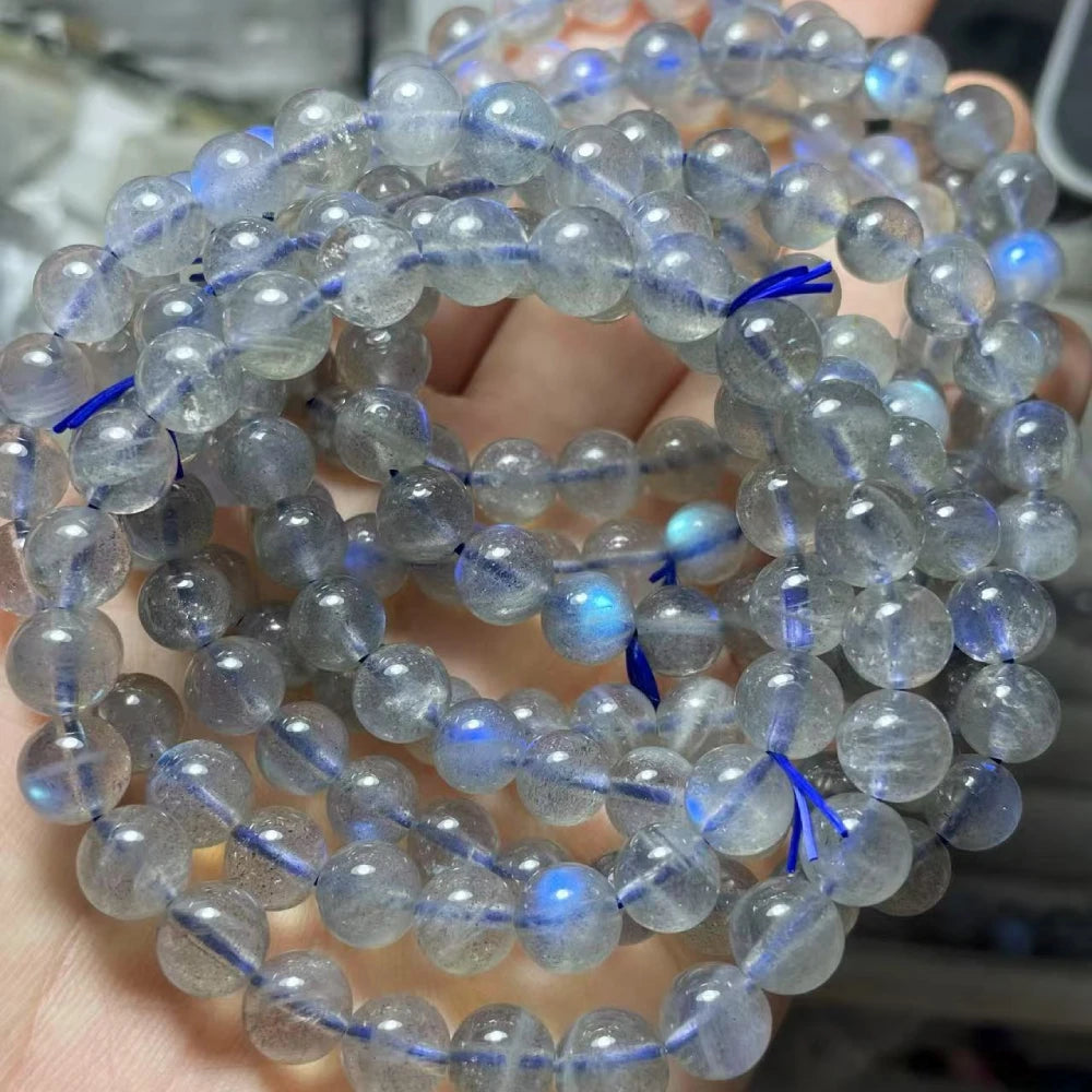 5 браслетов. Блестящие бусины из лабрадорита синего цвета, приблизительно 7-7,8 мм, оптовая продажа AKAC.