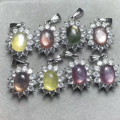 5 штук комбинированных бусин из аквамарина, лепидолита, лабрадорита, родокрозита, голубого кружевного агата и ракушек.