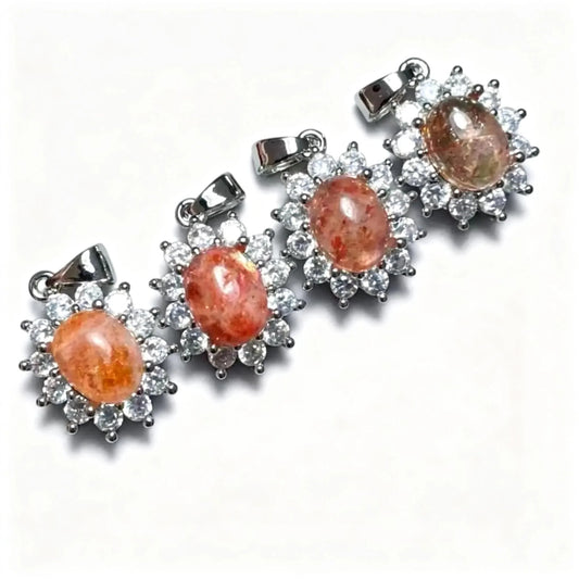 5 Stück AKAC Natürlicher goldener Sonnenstein Anhänger Steingröße ca. 7*9mm zufällig versendet