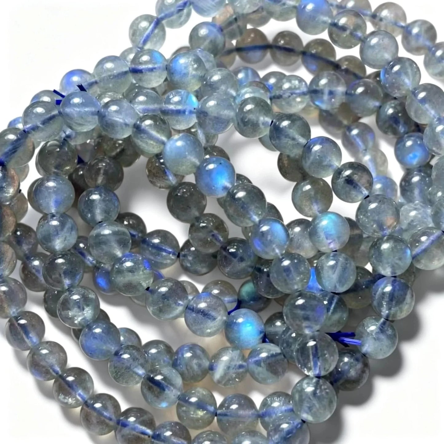 5 браслетов. Блестящие бусины из лабрадорита синего цвета, приблизительно 7-7,8 мм, оптовая продажа AKAC.