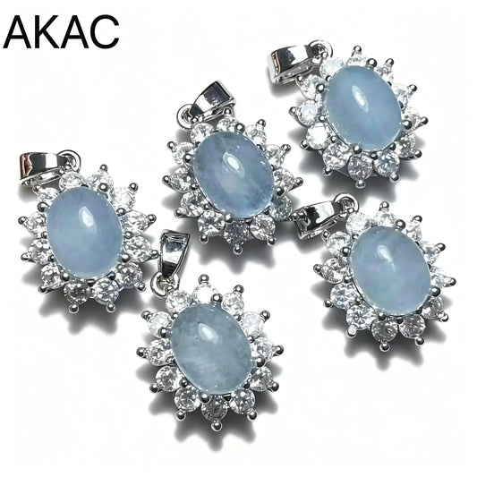 5 Stück AKAC Natürlicher Aquamarin-Anhänger, Steingröße ca. 7*9mm, zufällig versendet