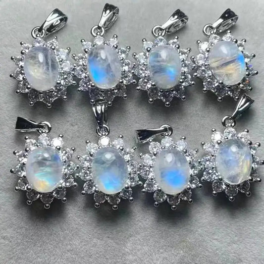 5 Stück AKAC natürlicher indischer Mondstein-Anhänger, Steingröße ca. 7*9mm, zufällig ausgewählt