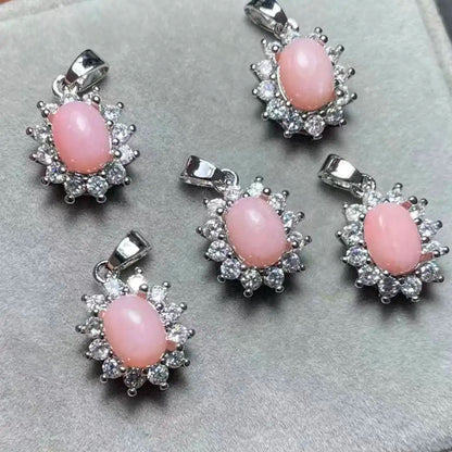 5 шт. AKAC, приблизительно 6x8 мм, натуральный розовый опал для рукоделия, отправляются случайным образом.