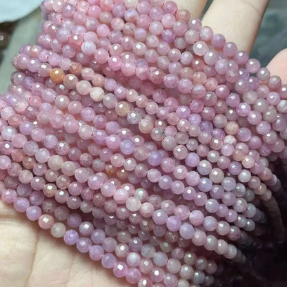 2 Stränge ca. 3,5-4 mm große, natürlich facettierte Rubin-Perlen zum Basteln von Armbändern und Halsketten