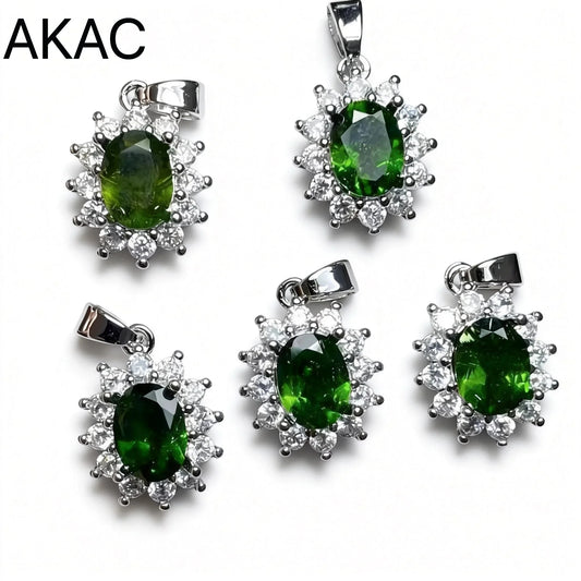 5 Stück AKAC ca. 5-6x7-8mm natürlicher grüner Diopsid für DIY-Herstellung, zufällig versandt