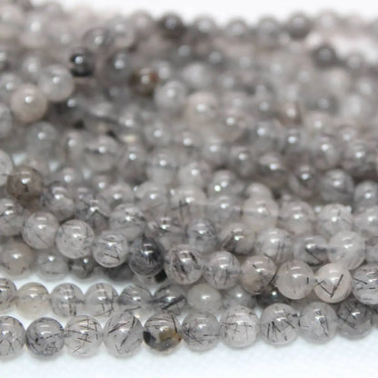 2 нити, примерно 5-5,5 мм, натуральные черные рутиловые кварцевые бусины для изготовления ювелирных изделий, дизайна, оптовая продажа.